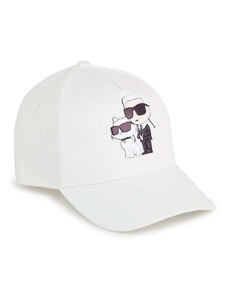 Pamučna kapa sa šiltom za bebe Karl Lagerfeld boja: bež, s tiskom