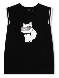 Pamučna haljina za bebe Karl Lagerfeld boja: crna, mini, ravna