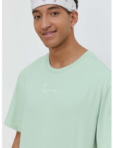 Pamučna majica Karl Kani za muškarce, boja: zelena, bez uzorka