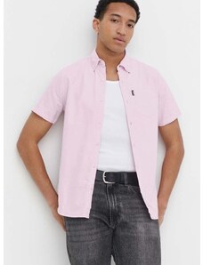 Pamučna košulja Superdry za muškarce, boja: ružičasta, regular, s klasičnim ovratnikom
