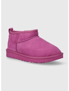 Čizme za snijeg od brušene kože UGG Classic Ultra Mini boja: ljubičasta, 1116109