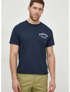 Pamučna majica Barbour za muškarce, boja: tamno plava, s tiskom
