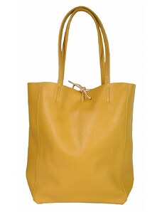 Luksuzna Talijanska torba od prave kože VERA ITALY "Senapa", boja senf, 37x36cm