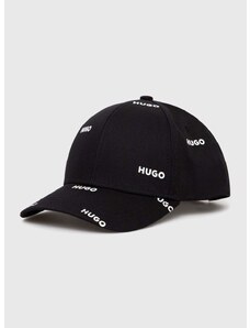Pamučna kapa sa šiltom HUGO boja: crna, s tiskom