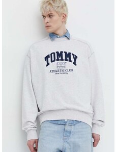 Pamučna dukserica Tommy Jeans za muškarce, boja: siva, melanž