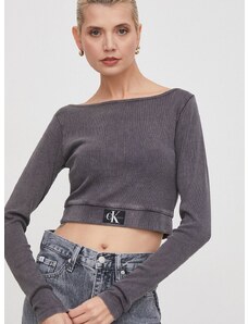 Majica dugih rukava Calvin Klein Jeans za žene, boja: siva