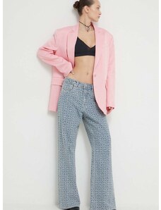 Sako Moschino Jeans boja: ružičasta, jednoredno zakopčavanje, bez uzorka