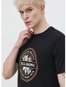 Pamučna majica Billabong za muškarce, boja: crna, s tiskom