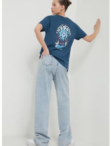 Pamučna majica Kaotiko boja: tamno plava, s tiskom