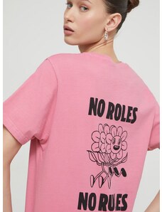 Pamučna majica Kaotiko boja: ružičasta, s tiskom