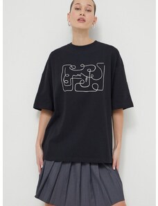Pamučna majica Kaotiko boja: crna, s tiskom