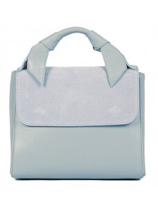 Luksuzna Talijanska torba od prave kože VERA ITALY "Peletra", boja svijetlo plava, 22x27cm