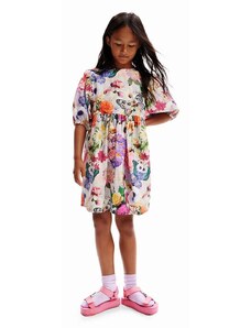 Dječja pamučna haljina Desigual mini, širi se prema dolje