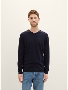 Tom Tailor Pleteni pulover s V-izrezom - Plava