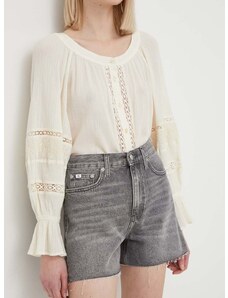 Traper kratke hlače Calvin Klein Jeans za žene, boja: siva, bez uzorka, visoki struk