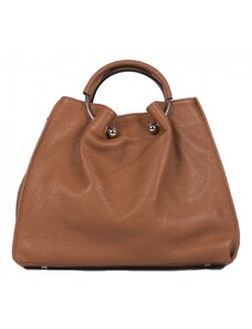 Luksuzna Talijanska torba od prave kože VERA ITALY "Lonitka", boja konjak, 26x33cm
