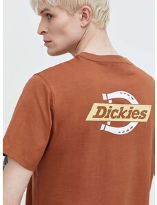 Pamučna majica Dickies SS RUSTON TEE za muškarce, boja: smeđa, s tiskom, DK0A4XDC