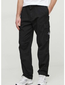 Hlače Calvin Klein Jeans za muškarce, boja: crna, cargo kroj