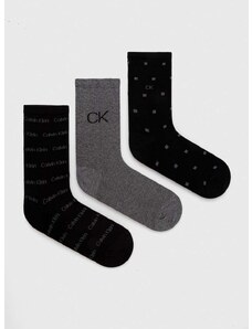 Čarape Calvin Klein 3-pack za žene, boja: crna