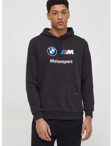 Dukserica Puma x BMW Motorsport za muškarce, boja: crna, s kapuljačom, tiskom