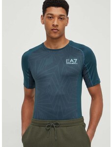 Majica kratkih rukava EA7 Emporio Armani za muškarce, boja: zelena, s tiskom
