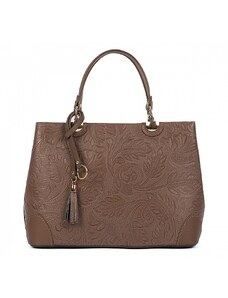 Luksuzna Talijanska torba od prave kože VERA ITALY "Kakala", boja mink, 24x33cm