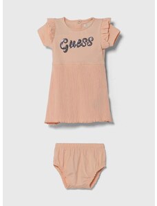 Haljina za bebe Guess boja: narančasta, mini, širi se prema dolje