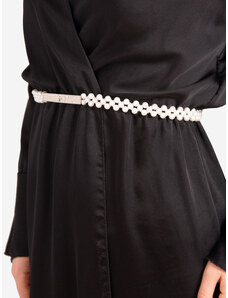Shelvt Women's elastic belt with pearls