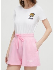 Kratke hlače Guess za žene, boja: ružičasta, s tiskom, visoki struk
