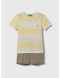 Dječja pamučna pidžama United Colors of Benetton boja: bež, s uzorkom