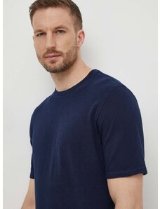 Pamučna majica Sisley za muškarce, boja: tamno plava, bez uzorka