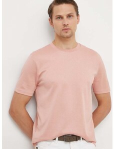 Pamučna majica BOSS za muškarce, boja: ružičasta, bez uzorka