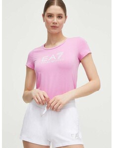 Majica kratkih rukava EA7 Emporio Armani za žene, boja: ružičasta