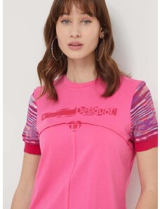 Majica kratkih rukava Desigual LINDON za žene, boja: ružičasta, 24SWTKB2
