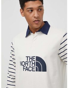 Pamučna majica dugih rukava The North Face boja: bež, s tiskom, NF0A8704SVO1