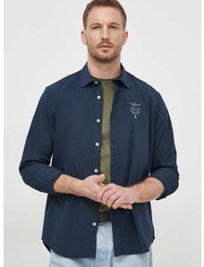Košulja Aeronautica Militare za muškarce, boja: tamno plava, regular, s klasičnim ovratnikom