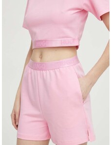 Homewear kratke hlače HUGO boja: ružičasta, bez uzorka, visoki struk