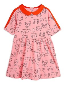 Dječja pamučna haljina Mini Rodini Cathlethes boja: ružičasta, mini, širi se prema dolje