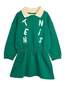 Dječja pamučna haljina Mini Rodini Tennis boja: zelena, mini, širi se prema dolje
