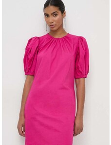 Pamučna haljina Silvian Heach boja: ružičasta, mini, ravna