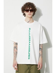 Pamučna majica PLEASURES Drag Heavyweight Shirt za muškarce, boja: bijela, s aplikacijom, P23W034.WHITE