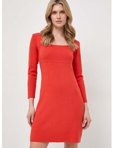 Vunena haljina Luisa Spagnoli boja: narančasta, mini, ravna