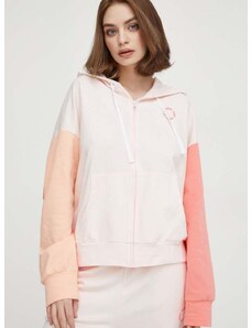 Homewear dukserica Dkny boja: ružičasta, s kapuljačom, bez uzorka