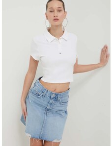 Polo majica Tommy Jeans za žene, boja: bijela