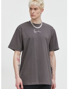 Pamučna majica Karl Kani za muškarce, boja: siva, s aplikacijom
