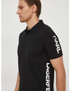 Polo majica Karl Lagerfeld za muškarce, boja: crna, s tiskom