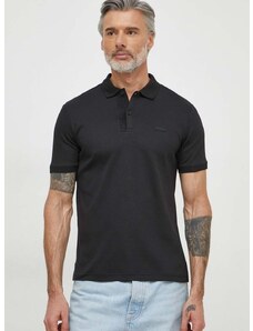 Pamučna polo majica Calvin Klein boja: crna, bez uzorka