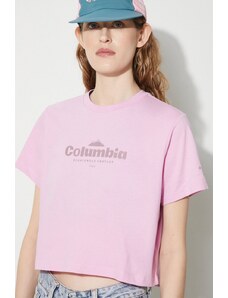 Pamučna majica Columbia North Cascades za žene, boja: ružičasta