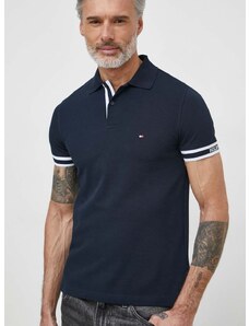 Polo majica Tommy Hilfiger za muškarce, boja: tamno plava, s tiskom