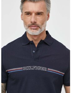 Pamučna polo majica Tommy Hilfiger boja: tamno plava, s tiskom